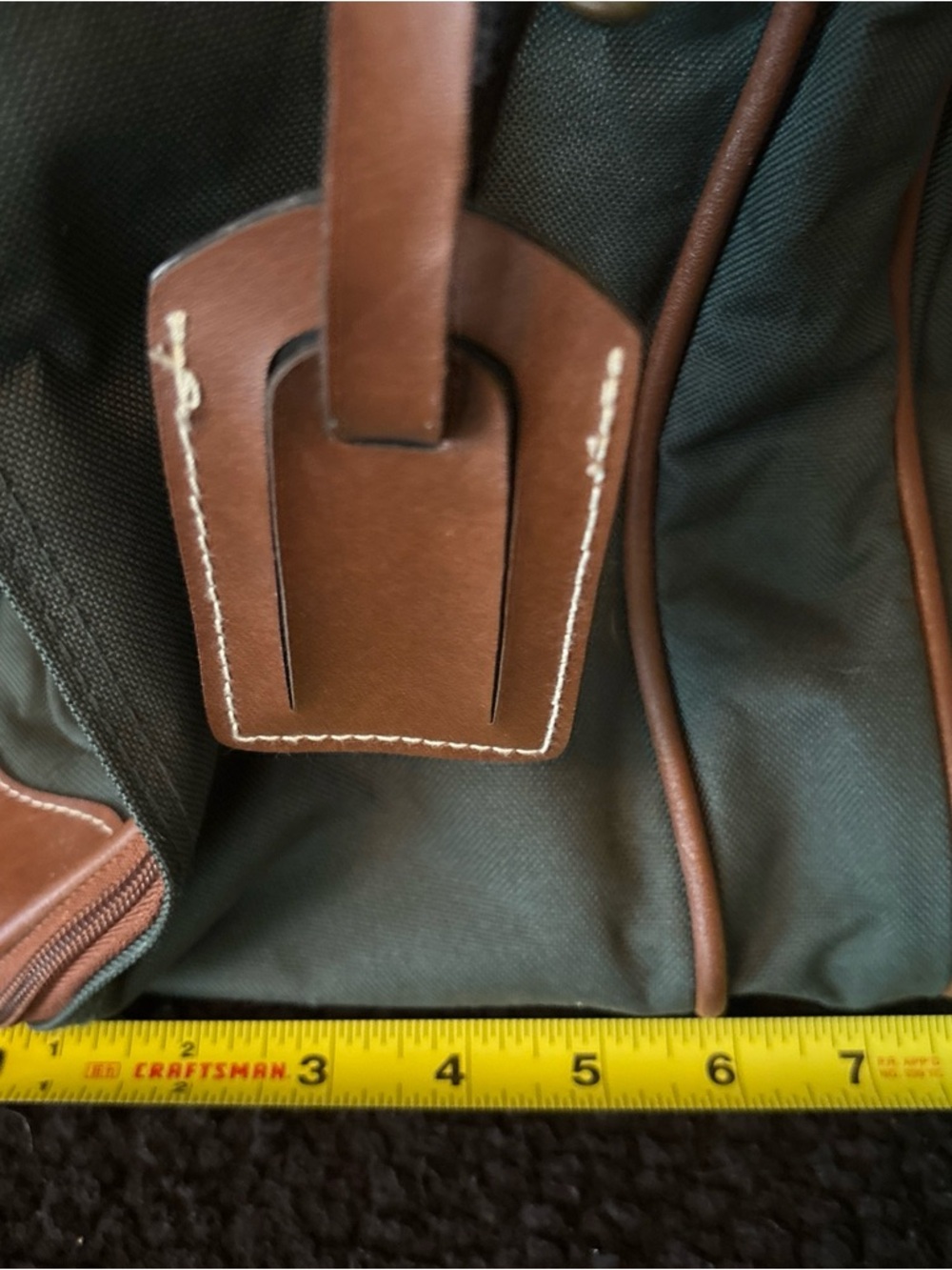 Jaguar Olive Green Duffel Bag with Brown Leather Trim - Picture 7 of 12